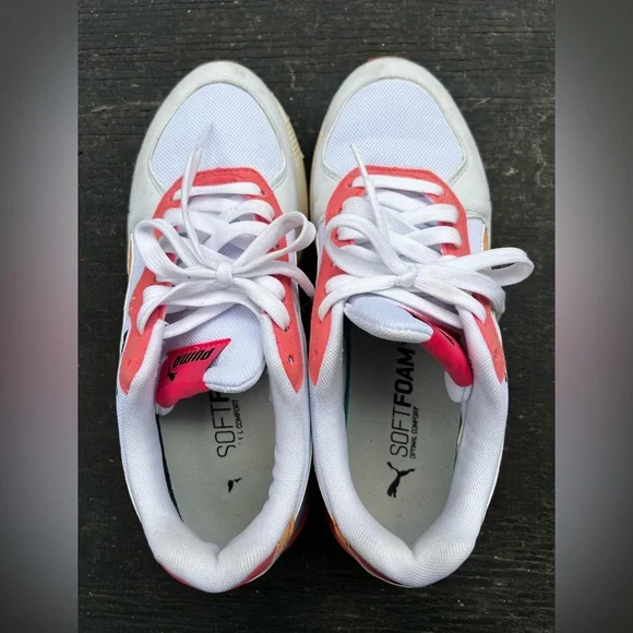 Puma White and Coral Sneakers - Picture 10 of 15
